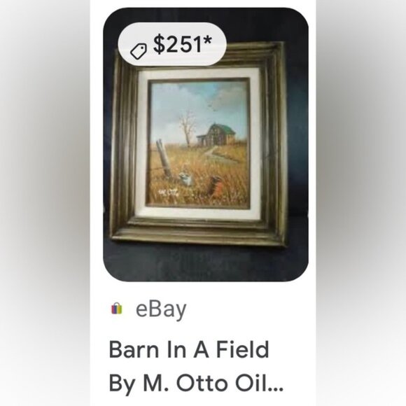 Oil Painting Barn Landscape Signed M. Otto - Picture 5 of 8